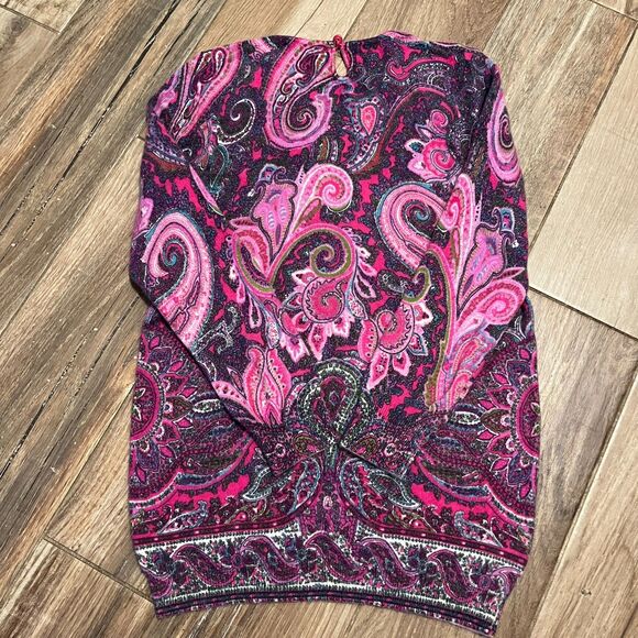 Talbots Audrey Paisley Pink & Purple Cashmere Sweater Small EUC - Picture 8 of 8